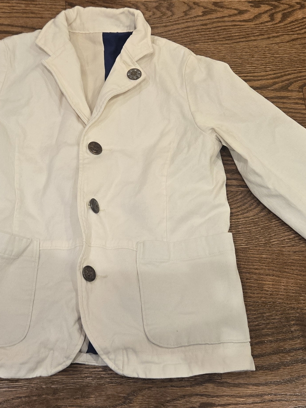 Children's Cream Cotton Blazer with Button Front